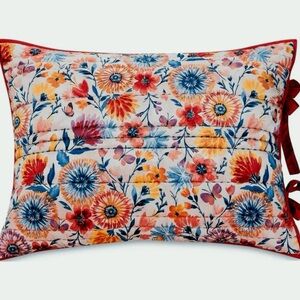 Pioneer Woman King Sham 1x Red White Multi-Color Floral Missing One Tie